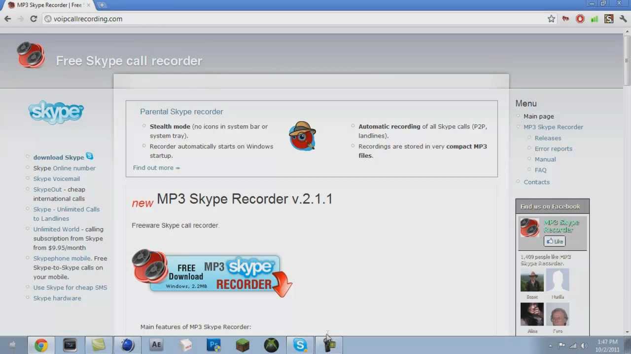 Phần mềm Mp3 Skype Recorder